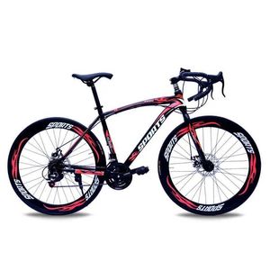 Vélos 26 pouces de course sur route vélo à haut carbone adulte adulte 21 vitesses manche incurvée frein à disque de 60 mm roues à vélo Q240523