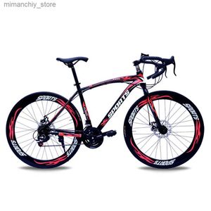 Bicicletas 26 pulgadas Vehículo de carretera Bicicleta de carrera Acero con alto contenido de carbono Adulto 21 Velocidad Mango de flexión Freno de disco doble Ruedas de bicicleta de 60 mm Q231030