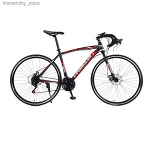 Vélos 29 pouces vélo vitesse Variable vélo Absorption des chocs double frein à disque poignée incurvée route étudiant adulte acier à haute teneur en carbone Q231030