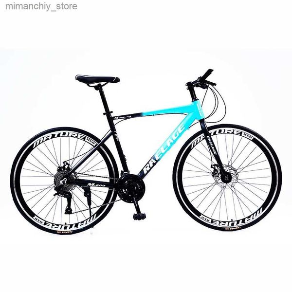 Vélos 700c route vélo changement de vitesse vélo adulte course équitation en acier à haute teneur en carbone fourche avant en alliage d'aluminium cadre double frein à disque Q231030
