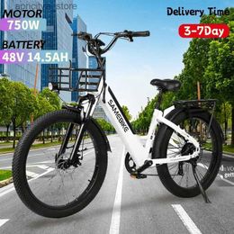 Fietsen 750W dames e -elektrische fiets 48V 14Ah batterij 26 inch banden aluminium legering ectrische fiets stad Road Ebike L48