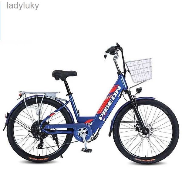 Bicicletas Bicicleta eléctrica para adultos Bicicleta de montaña de 26 pulgadas 350W 36V Bicicleta eléctrica City Lady con 2 asientos y cesta Batería oculta impermeable L240105