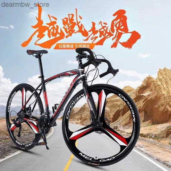 Bikes Adulte Man Curved Road Bicyc 700C Variab Speed Shock Absorption Student Bicyc Doub Disc Brake Racing Bike 24/27/30 SPE L48