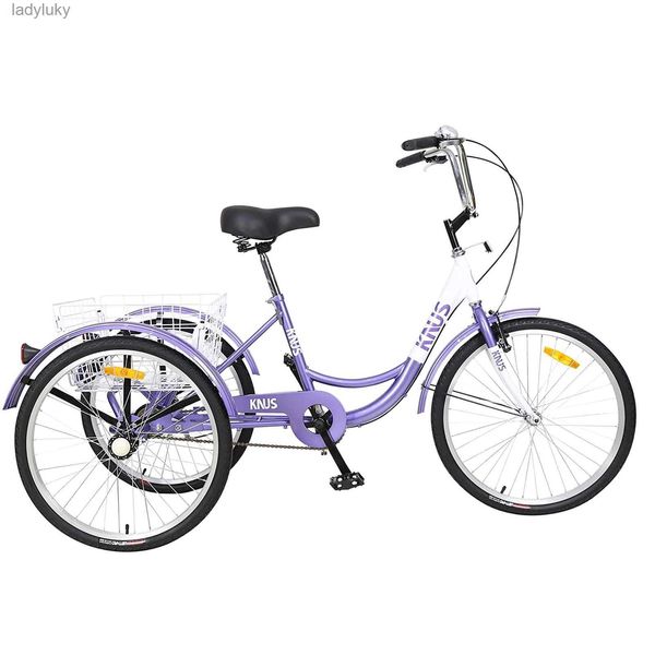 Bicicletas Triciclo para adultos Bicicleta de crucero de 26 pulgadas y 3 ruedas Triciclo ajustable con sistema de freno de campana Bicicletas de crucero Cesta grande para compras L240105