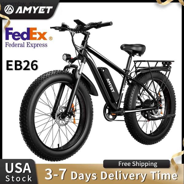 Bicicletas Amyet EB26 Ectric Bike para adultos 1000W ECTRIC BICYC 48V 15AH E Bike 26 Fat Tire Mountain 31 mph Dual amortiguador Ebike L48