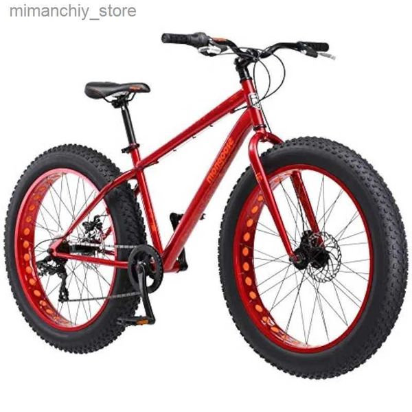 Vélos Aztec Vélo à gros pneus pour hommes et femmes, cadre en acier de 18 pouces, roues de 26 pouces, pneus à crampons de 4 pouces, rouge Q231129