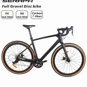 Fietsen Koolstofvezel Grindfiets Schijfrem 22 Speed Offroadfiets 700 x 40C Band Grindfietscyclus. Volledige fietsL240105