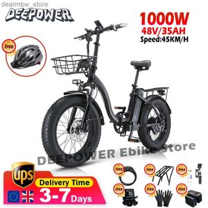 Bikes Deepower 1000W Follab 20 pouces Bike ectric 48V 35AH Batterie ihium extérieur Cycling Mountain Ectric Bicyle Bicyle Ebike L48