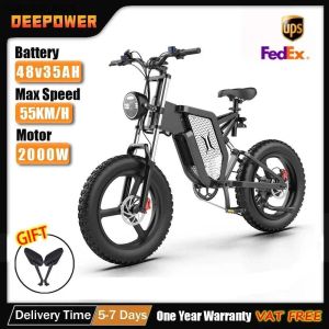 Bikes Deepower x20 Pro 2000W Adulte Ectric Bicycle 48V 30AH 20 pouces pneu plié pliant ectric e vélo de montagne Motorcycle d'évacuation l48