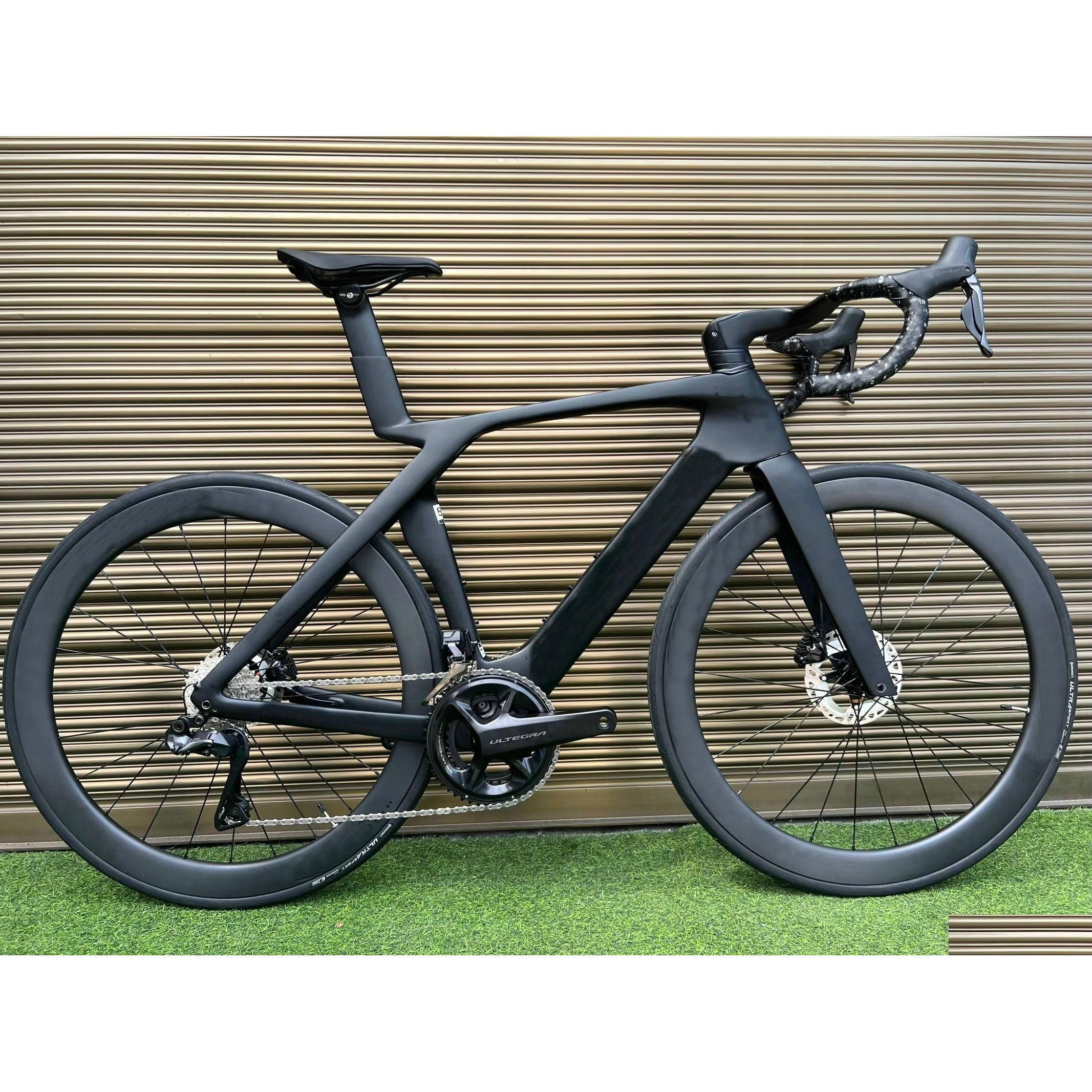 Cyklar DIY SLR 9 Carbon Road FL Bike Glossy med R7170 DI2 Gruppset 50mm Wheelset Drop Delivery Sports Outdoors Cycling DHSGI