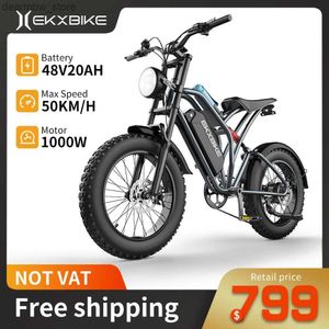 Fietsen EKX T1 ECTRISCHE BIKE 20 * 4.0 FAT TYRE 1000W MOTOR 48V20AH Lithium Batterij Road Ectric Bicycles voor Mountain Mountain Electric Bicycle MTB L48