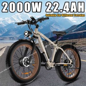 Bikes Electric Bicycle 2000W Double moteur 48V22.4AH 26 * 4,0 pouces Fat Tire Mountain Songe complète Suspension Full Off Road City Ebike Q240523