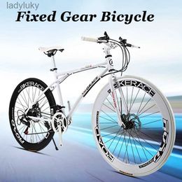 Vélos Vélo à pignon fixe pour adulte vitesse Variable pneu pneumatique course sur route Double frein à disque étudiant voiture Fixie vélo nouveau DropShippingL240105