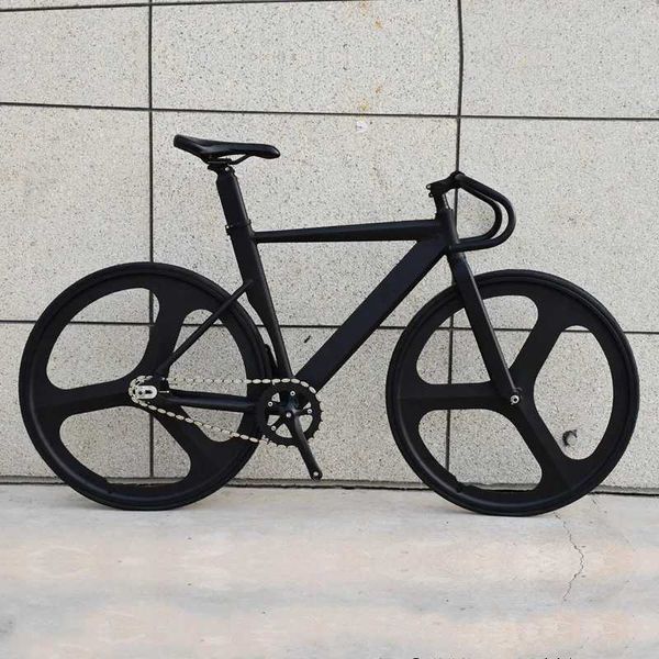 Bicicleta bicicleta de engranaje fijo con un marco de aleación de aluminio bicicleta de pista con 3 radios rueda de magnesio 700c ciclismo de cercanías Y240423