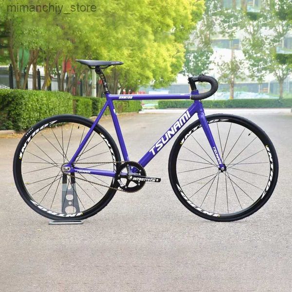 Bikes Fixie Fixed Gear Bike Tsunami Track Sing Speed Racing Bicyc 700C SNM100 Aluminium Alloy Cadre Cycling Pièces Personnalités Q231129