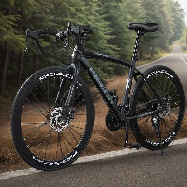 Bikes High Carbone Frame Cadre Road Road Double Disc Frein 700C Vaxe variable 21/24/27 Speed Aldult Men and Women étudiant Road Racing Y240423