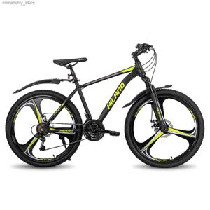 Bicicletas Hiland Bicicleta de montaña de 26/27,5 pulgadas Bicicleta MTB de 21 velocidades con horquilla de suspensión Freno de disco doble para hombres Bicicletas para mujer Q231129