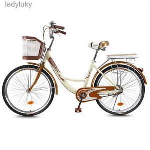 Bicicletas Ciclo de bicicleta urbana de venta caliente Bicicleta de crucero para niños y mujeres con portaequipajes trasero/ciclo urbano de carbono holandés retro clásico barato para mujer L240105