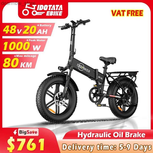 Bicicletas IDOTATA Entrega 1000W Ectric Bike 48V 20AH plegable montaña ebike 20 pulgadas neumáticos grasos urbanos desplazamiento Ectric Bicyc 36 mph L48