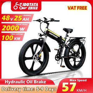 Bikes idotaTa ector Bike 2000W 48V 25AH Mountain Ebike 26inch Adulte Snow Ectric Bike 7 Speed Cycling Bicyc 4.0 Fat Tire E Bike L48