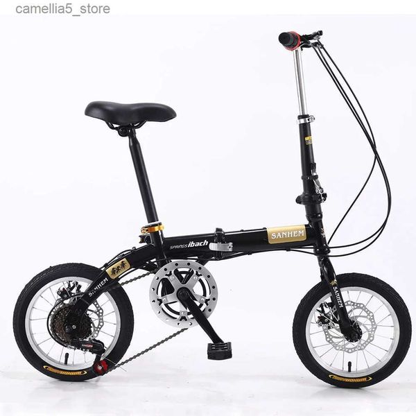 Bikes Ride-Ons Vélo ultra-léger pliable de 14 pouces, vitesse unique/variable, mini vélo portable, vélo de route antidérapant pour adultes et enfants étudiants Q231018