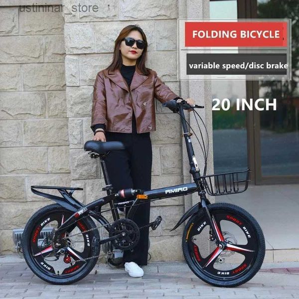Vélos Ride-ons 20 pouces adultes pliing vélo portable portable ultra-léger variable de vitesse disque de frein de frein à vélo absorbant le vélo pour les hommes et les femmes L47