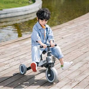 Bikes Ride-Ons 5-en-1 bébé poussette tricycle à pédales 3 roues draisienne vélo pour enfants peut être plié et multifonction chariot bébé Toddl Q231017