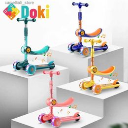 Bicicletas Ride-Ons Kick Scooter para niños Monopatín plegable Niños Altura ajustable Luz intermitente 3 ruedas Scooters para pies Boy Girl Scooter Regalos Q231017