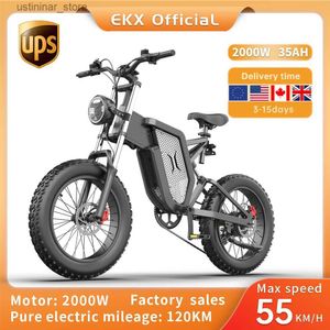 Bikes Ride-ons Ekx x20 Electric Bike Mountain Moped Ebike 20 pouces Fat Tire 2000W 48V 35AH MENS ROAD EBIKE BICYLEME ÉLECTRIQUE POUR LES ADULTES E BIKES L47