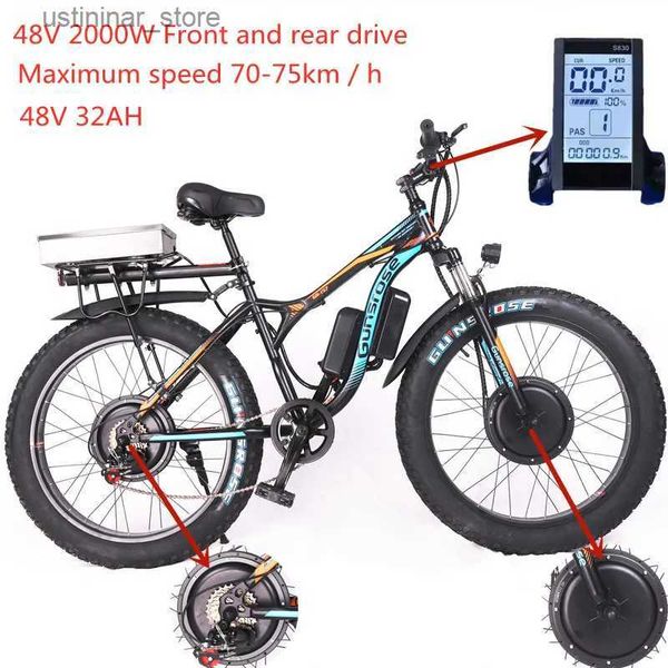 Bikes Ride-ons Bicycle électrique avec gros pneu e-vélo lithium batterie E-Bike Snow Sport Mountain 32AH 48V 2000W L47