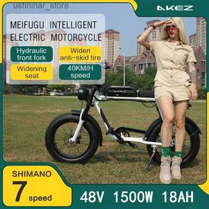 Bikes Ride-ons Bike électrique 48V 18AH 20 * 4,0 pouces Fat Tire Bike 1500W moteur 7 vitesses électriques vélo de montagne pour le vélo de moto adulte L47