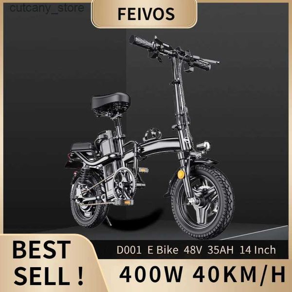 Bicicletas Ride-Ons FEIVOS D001 E Bike 400W 48V 14 pulgadas 40 km/h Bicicleta eléctrica plegable para adultos Variab Speed mini bicicleta asistida por energía L240319