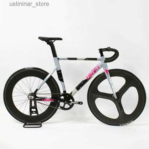 Bikes Ride-onS Fixed Track Track Track Bike SEMPLE SPEED Fixie Bicycle 700C Cadre en aluminium Fork en carbone avec 48T Crankset 3 GAUNES 88 mm Wheelset de carbone L47