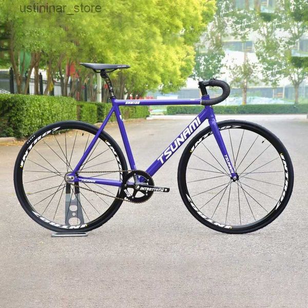 Bicicletas Ride-ons Fixie Bike Bike de engranaje fijo Tsunami Track Single Speed Racing Bicycle 700C SNM100 Aluminio Aleación Piezas de ciclismo Ciclismo L47 personalizable