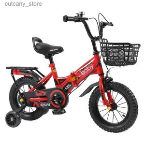 Bicicletas Ride-Ons Bicicleta plegable para niños Traje de 12/14/16/18 pulgadas para niños de 3 a 12 años Neumático antideslizante con cesta Rueda auxiliar Strolr L240319