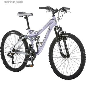 Bikes Ride-ons Girls Mountain Bike 24 pouces roues Frame en aluminium 21 vitesses Drivetrain Lavender Freight Adult Bicycle for Men Road Cycling L47