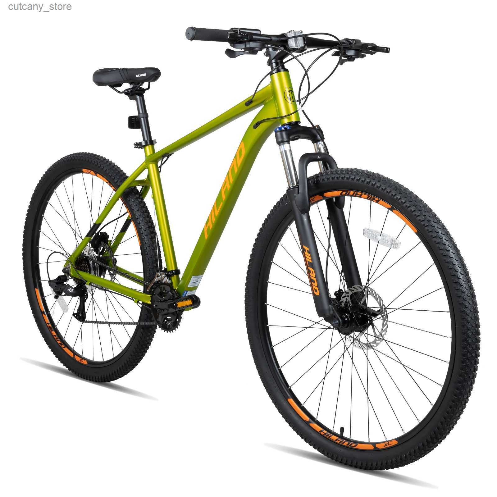 Bikes Ride-Ons Hiland 29 Inch Mountain Bike for Men Adult Bicyc Aluminum Hydraulic Disc-Brake 16-Speed with Lock-Out Suspension Fork MTB L240319