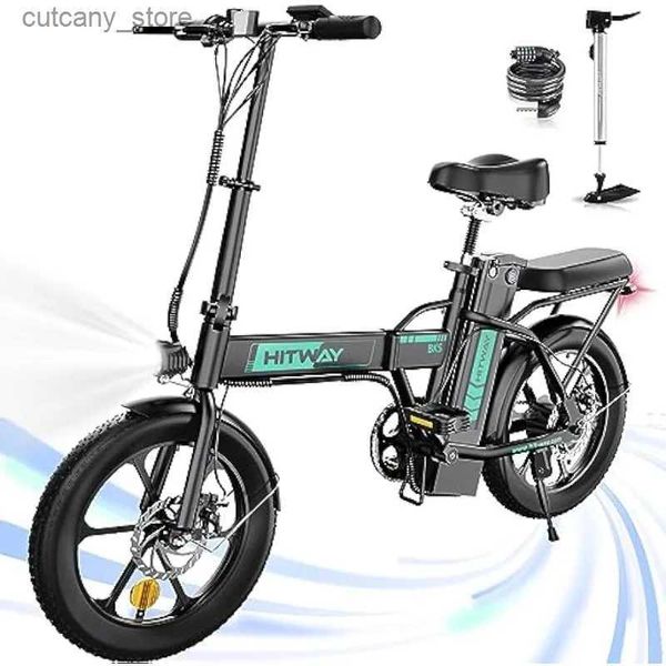 Bicicletas Ride-Ons Bicicleta eléctrica HITWAY para adultos Bicicleta eléctrica con batería Rovab de 36 V / 12 Ah Bicicleta eléctrica plegable con neumático ancho 163.0 L240319