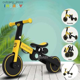 Fietsen Ride-Ons IMBABY Baby Tricyc 4 in 1 Foldab Baby Strolr Loopfiets Kick Scooter Kinderen Portab Childrens Strolr Loopauto L240319