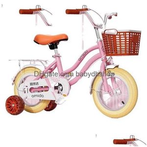 Vélos Ride-Ons Vélo pour enfants avec roues d'entraînement 12 14 16 pouces Princesse Vélo Panier Streamers Enfant Fille Drop Livraison Jouets Cadeau DH75R