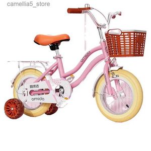 Bikes Ride-Ons Kids Bike with Training Wheels 12 14 16 Inch Princess Kids Bicycle with Basket Bike Streamers Toddler Girl Bikes Q231017