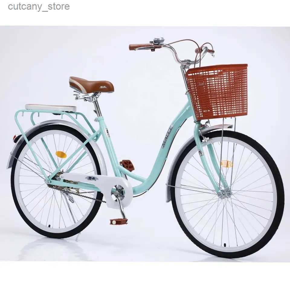 Fahrräder Ride-Ons Neues 2023 Urban Cycling Bike Woman Use MACCE Vtt Sing Speed High Carbon Steel City Cycling Ordinary Bicyc L240319