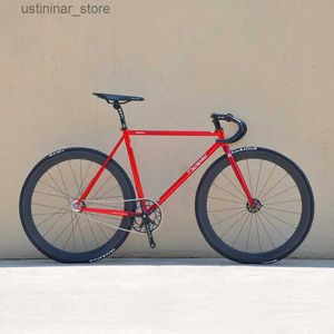 Bikes Ride-ons Tsunami Fixed Gear Bike 52cm Chrome Molybdenum Steel Cadre Bicycle monoplace 700C Roues en fibre de carbone 20-24H avec frein V L47