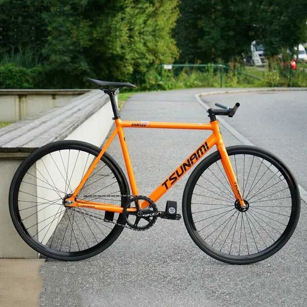 Bikes Ride-ons Tsunami SNM100 Fixie Fixed Gear Bike Track Racing Racing Bicycles 700c Cadre en aluminium Pièces de cyclisme personnalisables PAS DE FREIN L47