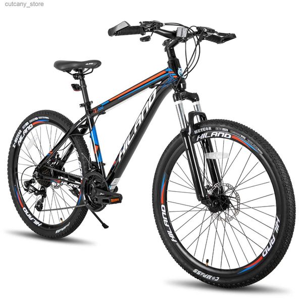 Bicicletas Ride-Ons EE. UU. Envío gratis Hiland Bicicleta de montaña de aluminio de 26/27, 5 pulgadas 24 velocidades con horquilla de suspensión de freno de disco L240319