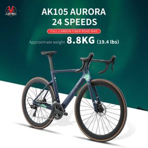 Fietsen Sava AK105 Aurora Nieuwe koolstofvezel Road Bike 700C Carbon Wheel Racing Bike 24-Speed Road Bike Adult Road Bike Y240423