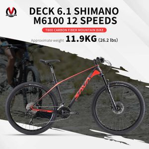 Bikes Sava Deck 6.1 Carbon Fiber Mountain Bike 1x12 Speed 26 / 27.5 / 29 avec Shiman0 Deore M6100 VTT VTTOLE ADULT Y240423