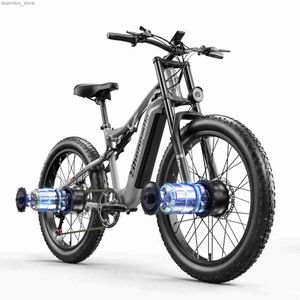 Fietsen Shengmilo S600 volwassen 2000W Ectric Bicyc met twee motoren 48V17.5Ah 840WH Batterij 26 inch brede banden Mens Electric Mountain Bike L48