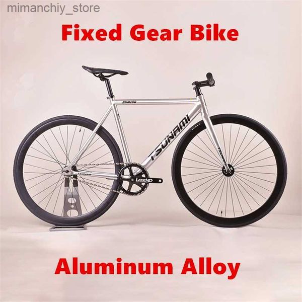 Vélos TSUNAMI SNM100 vélo à pignon fixe cadre en alliage d'aluminium chanter vitesse Bicyc roue à rayons plats Fixie roulement moyeu v-brake Customizab Q231129
