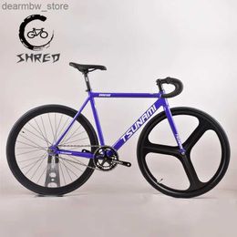 Fietsen Tsunami SNM100 Fixie Fixed Gear Bike 700C Sing Speed Track Racing Bicyc 49/52/55/58cm Aluminium frame omvatten V Remmen L48